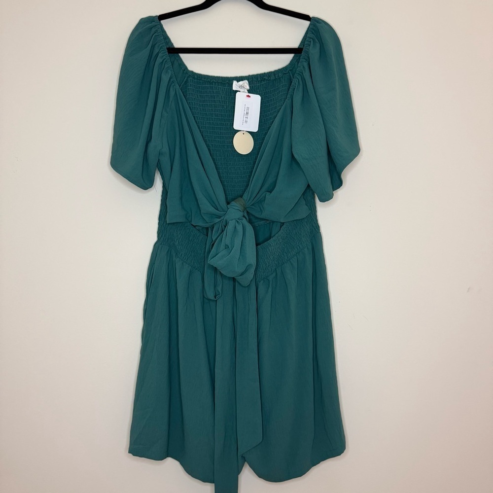 NWT ODDY Dark Jade Escape The Crowd Pockets Summer Flowy Romper